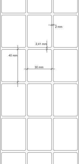 Etiqueta 30 x 40 x 3 colunas