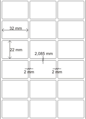 Etiqueta 32 x 22 x 3 colunas